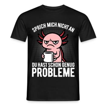Don't talk to me - Axolotl with coffee - Men's T-Shirt - black - Front - AI Model Male 178 light (178cm)