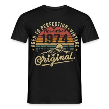 Novembre 1974 Anniversaire Novembre 1974 - T-shirt homme - noir - Devant - AI Model Male 178 light (178cm)