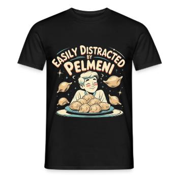 Pelmeni Pelmenis Easily Distracted By Pelmeni - Men's T-Shirt - black - Front - AI Model Male 178 light (178cm)