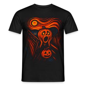 Halloween Pumpkin Scream – Spooky Art Design - Men's T-Shirt - black - Front - AI Model Male 178 light (178cm)