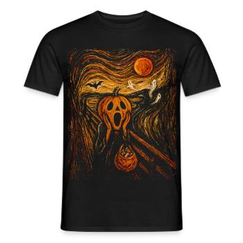 Halloween Pumpkin Scream Spooky Ghosts  Bat Design - Men's T-Shirt - black - Front - AI Model Male 178 light (178cm)