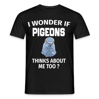 I Wonder If Pigeons Think About Me Too Funny Birds - Men's T-Shirt - black - Front - AI Model Male 178 light (178cm)
