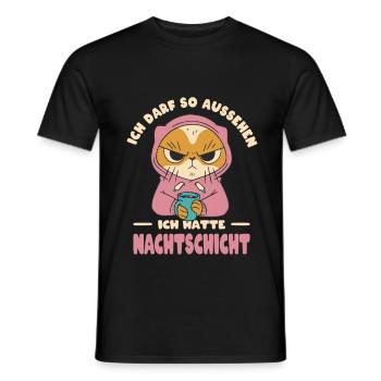 Nachtschicht Geschenk Katzen Schichtarbeit Frauen - Männer T-Shirt - Schwarz - Vorne - AI Model Male 178 light (178cm)