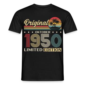 75. Geburtstag Original Oktober Jahrgang 1950 - Männer T-Shirt - Schwarz - Vorne - AI Model Male 178 light (178cm)