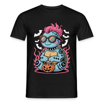 Halloween Punk Schildkröte Mit Kürbiskorb - Männer T-Shirt - Schwarz - Vorne - AI Model Male 178 light (178cm)