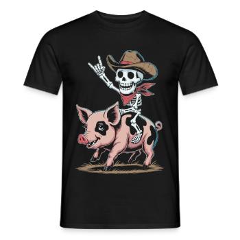 Un cow-boy squelette chevauche un cochon - T-shirt homme - noir - Devant - AI Model Male 178 light (178cm)