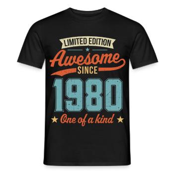 Awesome Since 1980 - Men's T-Shirt - black - Front - AI Model Male 178 light (178cm)