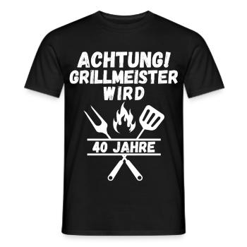 Attention Grill Master fête ses 40 ans – Drôle de barbecue T-Shir - T-shirt homme - noir - Devant - AI Model Male 178 light (178cm)