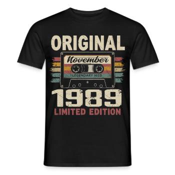November 1989 Gift November 1989 - Men's T-Shirt - black - Front - AI Model Male 178 light (178cm)