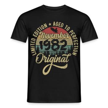 November 1982 Anniversary Gift November 1982 - Men's T-Shirt - black - Front - AI Model Male 178 light (178cm)