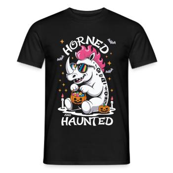 Rhino Halloween : Cornu et hanté - T-shirt homme - noir - Devant - AI Model Male 178 light (178cm)