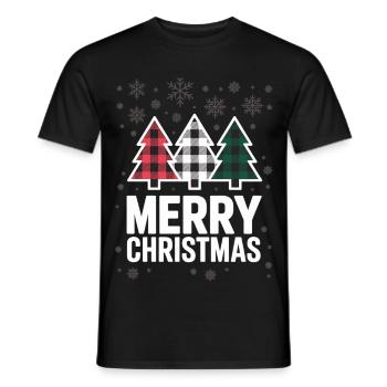 Joyeux Noël - Arbre à damier avec de la neige - T-shirt homme - noir - Devant - AI Model Male 178 light (178cm)