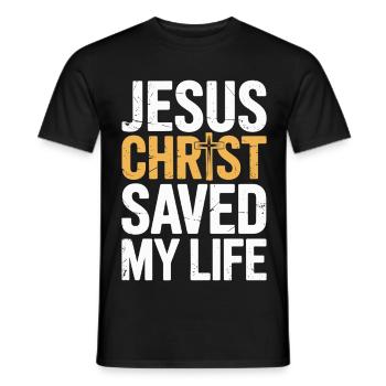  Jesus Christus hat mein Leben gerettet - Männer T-Shirt - Schwarz - Vorne - AI Model Male 178 light (178cm)