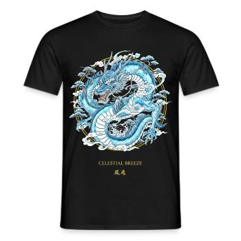 Celestial Breeze Himmlischer Winddrache - Männer T-Shirt - Schwarz - Vorne - AI Model Male 178 light (178cm)