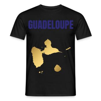T-shirt Guadeloupe carte dorée Antilles - T-shirt homme - noir - Devant - AI Model Male 178 light (178cm)