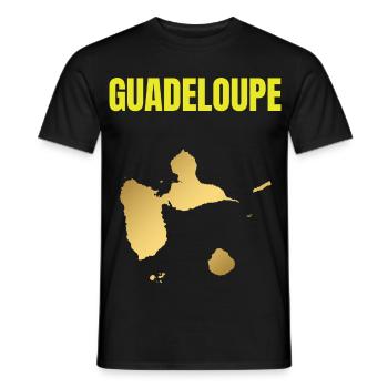 T-shirt Guadeloupe carte dorée Antilles - T-shirt homme - noir - Devant - AI Model Male 178 light (178cm)
