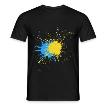 Zwei-Farben Sprenkelkunst Blau Gelb - Männer T-Shirt - Schwarz - Vorne - AI Model Male 178 light (178cm)