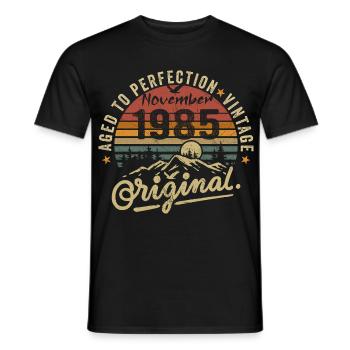 november 1985 birthday november 1985 - Men's T-Shirt - black - Front - AI Model Male 178 light (178cm)