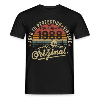 Novembre 1988 Anniversaire Novembre 1988 - T-shirt homme - noir - Devant - AI Model Male 178 light (178cm)