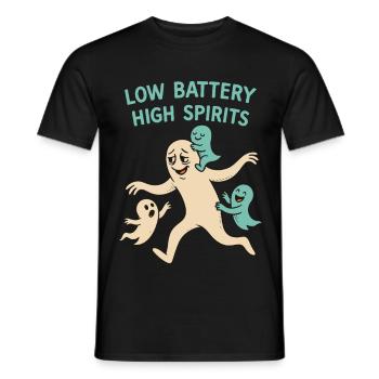 Low Battery High Spirits Funny Halloween parents - Men's T-Shirt - black - Front - AI Model Male 178 light (178cm)