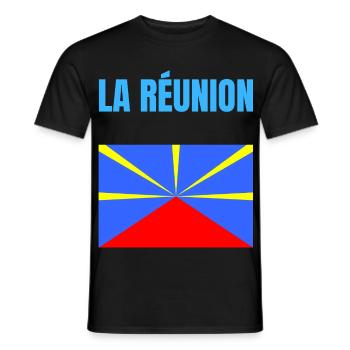 T-shirt drapeau La Réunion volcan - T-shirt homme - noir - Devant - AI Model Male 178 light (178cm)