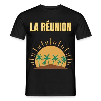La Réunion T-Shirt Sonne und Palmen - Männer T-Shirt - Schwarz - Vorne - AI Model Male 178 light (178cm)