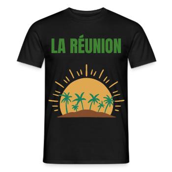 La Réunion T-Shirt Sonne und Palmen - Männer T-Shirt - Schwarz - Vorne - AI Model Male 178 light (178cm)