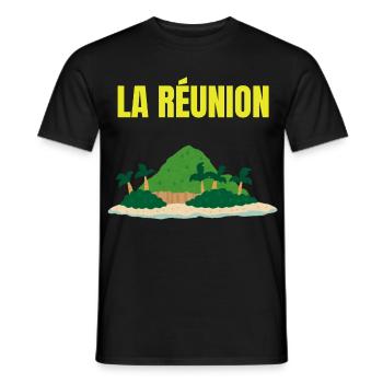 Tropisches T-Shirt auf der Insel La Réunion - Männer T-Shirt - Schwarz - Vorne - AI Model Male 178 light (178cm)