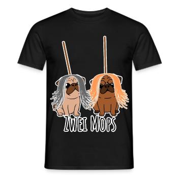 Zwei Mops - Hunde oder Putzgeräte? Hunde Humor? - Männer T-Shirt - Schwarz - Vorne - AI Model Male 178 light (178cm)