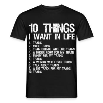 10 choses que je veux dans la vie trains plus de trains - T-shirt homme - noir - Devant - AI Model Male 178 light (178cm)