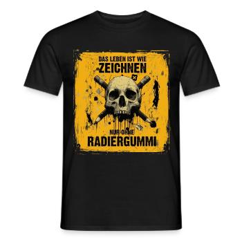 Schädel und gekreuzte Bleistifte - Männer T-Shirt - Schwarz - Vorne - AI Model Male 178 light (178cm)