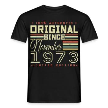 cadeau d'anniversaire novembre 1973 - T-shirt homme - noir - Devant - AI Model Male 178 light (178cm)