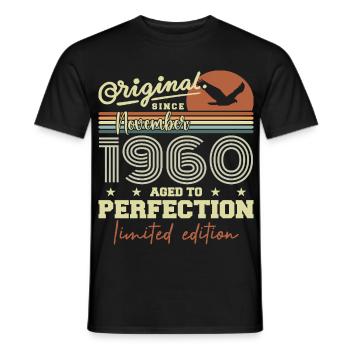 Novembre 1960 Anniversaire 1960 november 1960  - T-shirt homme - noir - Devant - AI Model Male 178 light (178cm)