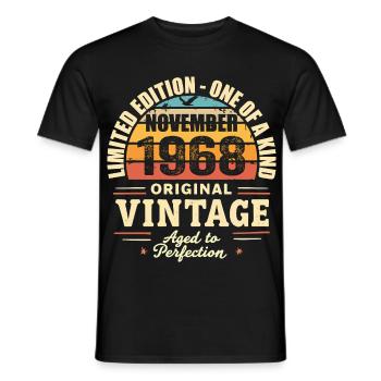 November 1968 Bestes Geschenk 1968 - November 1968 - Männer T-Shirt - Schwarz - Vorne - AI Model Male 178 light (178cm)