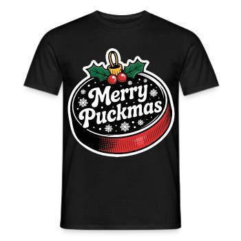 Merry Puckmas Noël Vacances Hockey - T-shirt homme - noir - Devant - AI Model Male 178 light (178cm)
