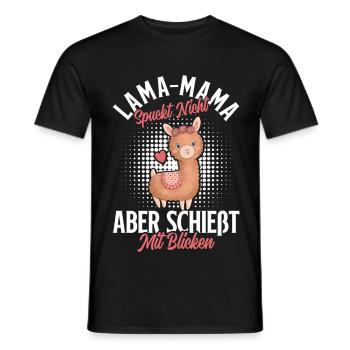 Bald Mama LAMA MAMA SPUCKT NICHT SCHIESST BLICKE - Männer T-Shirt - Schwarz - Vorne - AI Model Male 178 light (178cm)