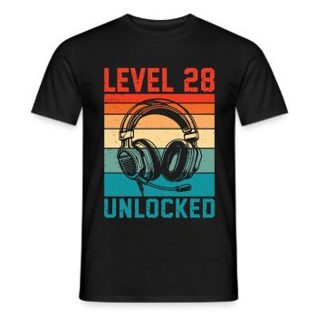 Level 28 Years Unlocked - 28th Anniversary Gamer - Men's T-Shirt - black - Front - AI Model Male 178 light (178cm)