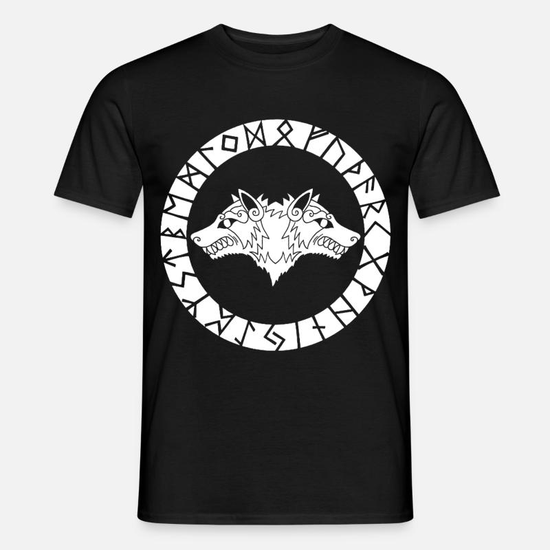 Wikingerwolf mit zwei Köpfen - Männer T-Shirt - Schwarz