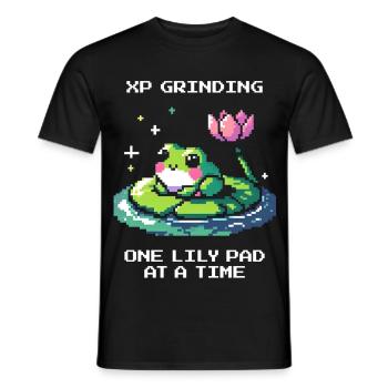 XP-Grind – Blatt für Blatt | Frosch, Seerose - Männer T-Shirt - Schwarz - Vorne - AI Model Male 178 light (178cm)