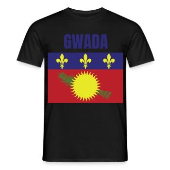 T-shirt GWADA drapeau Guadeloupe - T-shirt homme - noir - Devant - AI Model Male 178 light (178cm)