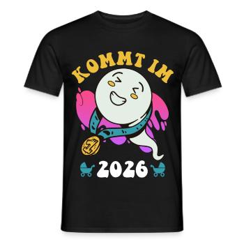 Future maman à venir en 2026 Drôle - T-shirt homme - noir - Devant - AI Model Male 178 light (178cm)