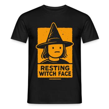 Ruhendes Hexengesicht Lustiges Halloween Spruch Kostüm - Männer T-Shirt - Schwarz - Vorne - AI Model Male 178 light (178cm)