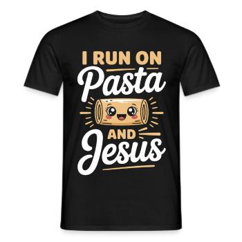 I Run On Pasta And Jesus - Männer T-Shirt - Schwarz - Vorne - AI Model Male 178 light (178cm)