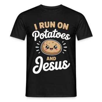 I Run On Potatoes And Jesus - Männer T-Shirt - Schwarz - Vorne - AI Model Male 178 light (178cm)