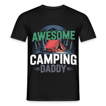 Camping Dad Shirt with Tent and Forest Motif - Men's T-Shirt - black - Front - AI Model Male 178 light (178cm)