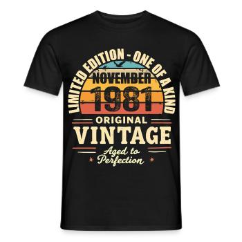 Novembre 1981 meilleur cadeau 1981 - novembre 1981 - T-shirt homme - noir - Devant - AI Model Male 178 light (178cm)