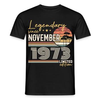 Millésime Novembre 1973 RétroNovembre 1973  - T-shirt homme - noir - Devant - AI Model Male 178 light (178cm)