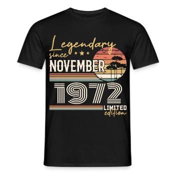 Jahrgang November 1972 RetroNovember 1972 - Männer T-Shirt - Schwarz - Vorne - AI Model Male 178 light (178cm)