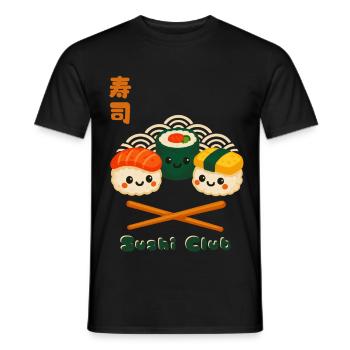 Kawaii Sushi Club Japon Design - T-shirt homme - noir - Devant - AI Model Male 178 light (178cm)