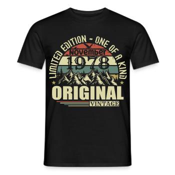 Anniversaire novembre 1978 - T-shirt homme - noir - Devant - AI Model Male 178 light (178cm)